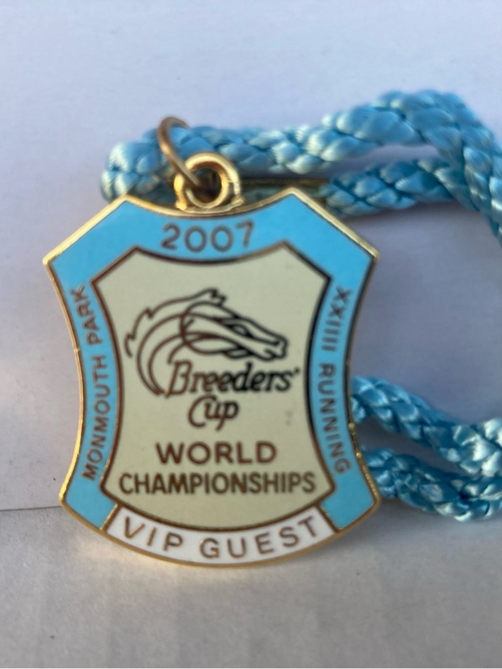 2007 Breeders' Cup VIP Guest Lanyard Badge - Light Blue & Cream